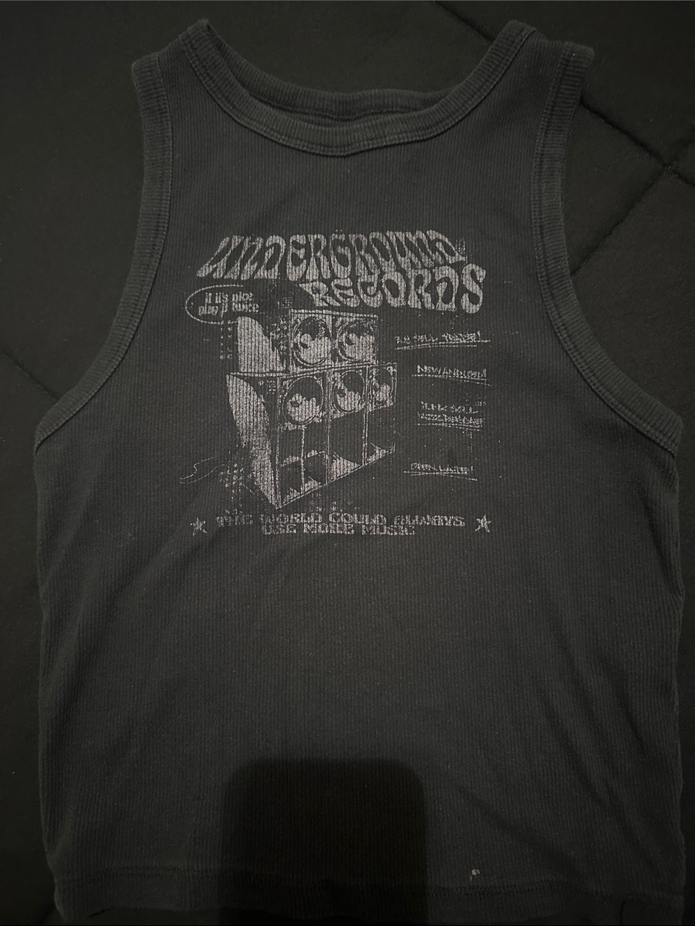 Hollister Black Ribbed 'Underground Records' Graphic Tank